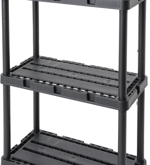 Gracious Living 3 Shelf Knect-A-Shelf Solid Light Duty Storage Unit 12 x 24 x 33 for Home, Garage, Basement