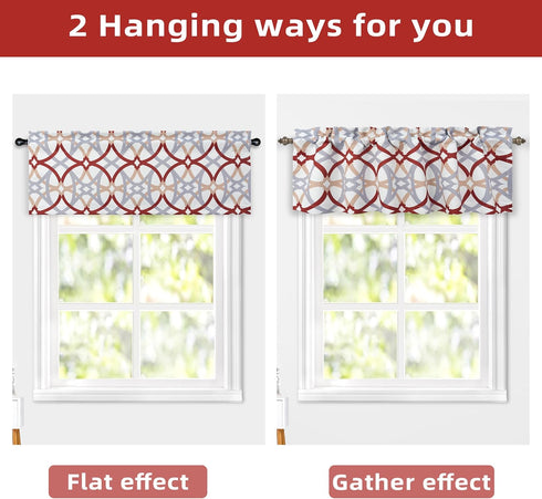 DriftAway Alexander Pattern Match Blackout Valances for Windows, 250GSM Geometric Moroccan 52 Inch by 14 Inch