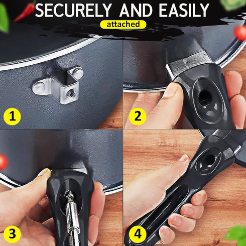 Cookware Pans Replacement Grip Handle, Removable Lid Handle Knob for Pots and Pans with Detachable Screw