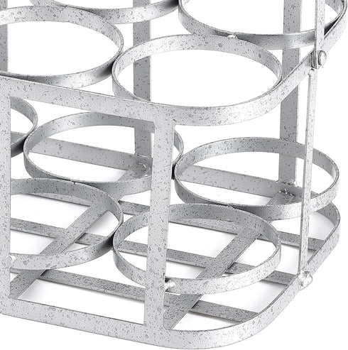 6 Metal Wine Bottle Carrier Bottle Wine Carrier with Wood Handle Farmhouse Metal Wine Rack Basket Caddy Decorative Wine