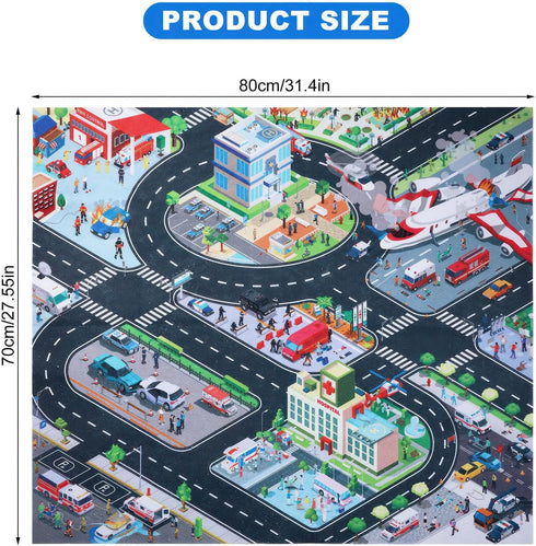 70x80CM Houkiper Kids Carpet Playmat Rug, Felt Cloth Fire-Themed Game Playmat, Foldable Non Slip Kids Rug for Playroom