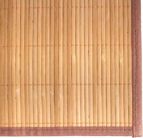 2 BambooMN Natural Slat Bamboo Table Runner with Fabric Border, Home Decor - Brown with Brown Border - Piece