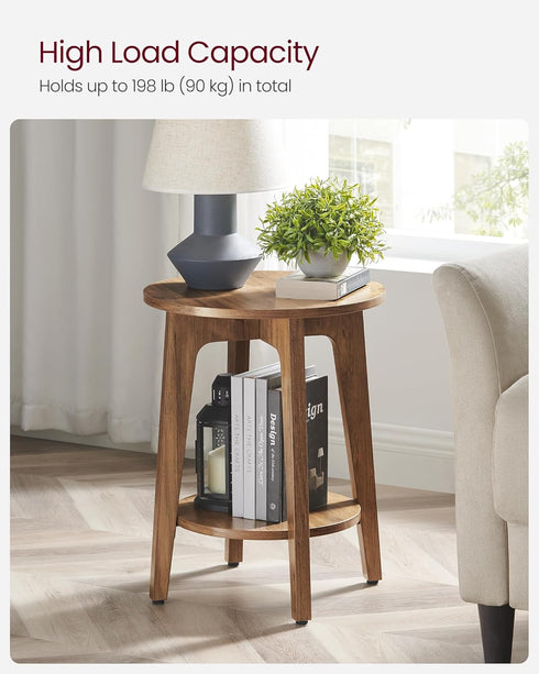 2-Tier ULET283T41 VASAGLE MAEZO Collection - Side Table, Small Round End Table, Nightstand with Tapered Legs, Curved