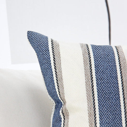 JOJUSIS Farmhouse Stripe Throw Pillow Covers, Pack of 2, 20 x 20 Inch, Blue