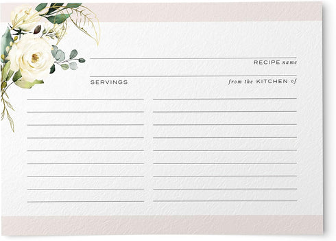 50 Floral Recipe Cards with Gold Foil from Dashleigh - 4x6 inches, Double-Sided