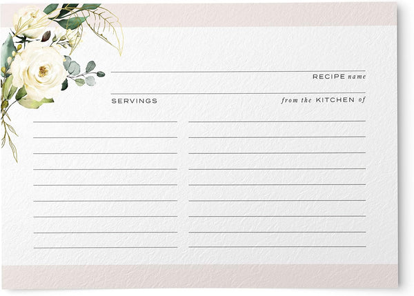 50 Floral Recipe Cards with Gold Foil from Dashleigh - 4x6 inches, Double-Sided