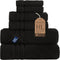 Hawmam Linen Black 6 Piece Bath Towels Set for Bathroom Original Turkish