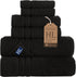 Hawmam Linen Black 6 Piece Bath Towels Set for Bathroom Original Turkish