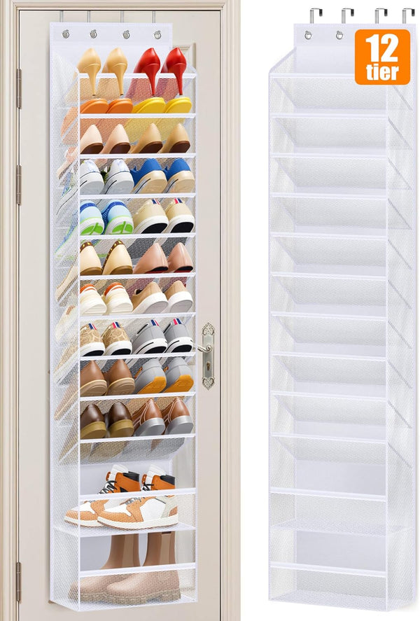 MISSLO 12 Tier Over the Door Shoe Organizer Large Capacity Hanging Shoe