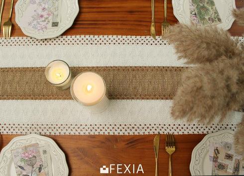 36 Inches (12x36 Inches) FEXIA Boho Table Runner for Thanksgiving Home Decor with Tassels Long Farmhouse Rustic Table