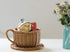 Wicker Saucer Coffee Mug Cup, Decorative Gift Basket, Desk Organizer
