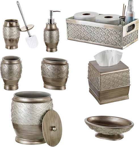 Set Creative Scents Dublin Silver Toilet Brush - Toilet Bowl Cleaner Brush and Holder - Decorative Bathroom Cleaner