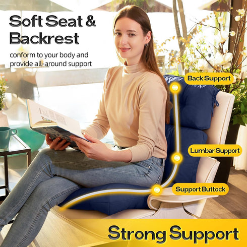 MAGIC ELEPHANT High Back Chair Cushion, Indoor Outdoor Memory Foam Chair Cushion with Ties for Adirondack and Rocking
