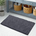 LuxUrux Bath Mat, Extra-Soft Plush Non-Slip Bathroom Rug, 17 x 24 inches, Dark Gray Chenille Microfiber