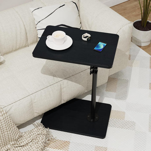 TV Tray Table, Adjustable C Shaped Side Table for Couch, 360Swivel Couch