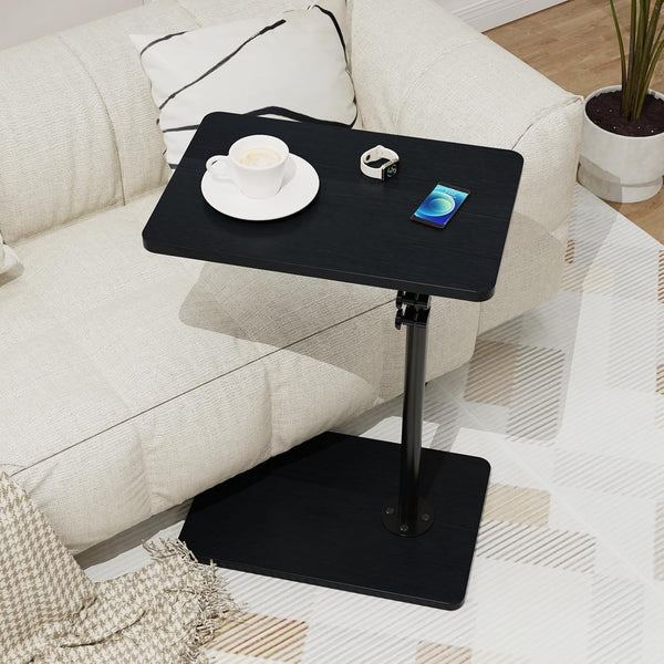TV Tray Table, Adjustable C Shaped Side Table for Couch, 360Swivel Couch