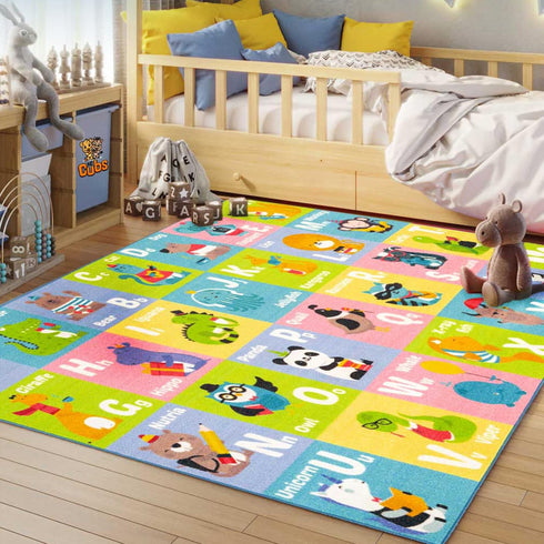 KC Cubs 3x5 ABC Alphabet Animal Rug Educational Non-Slip Play Mat for
