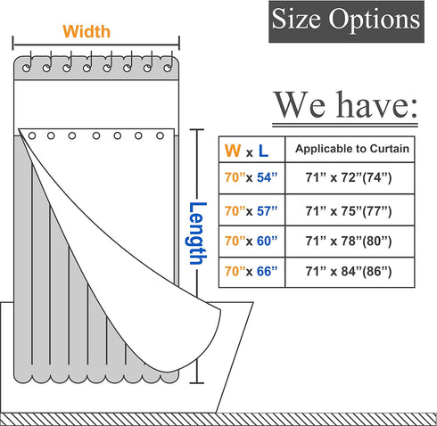 Barossa Design Long Fabric Snap-in Replacement Liner, 70" W x 57" H, Hotel Style Removable Inner Liner with 2 Magnets,