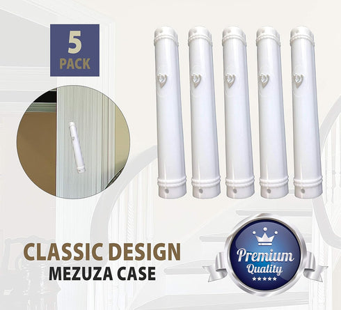 MEZUZAH CASE Holder (shidell) Plastic Semiround Silver Shin Waterproof Rubber Cork, Lot of 5 (White, 15)