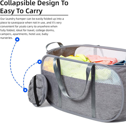 Tear Proof Pop Up Laundry Hampers with Strong Handles, Easy to Carry & Collapsible Laundry Basket, Honeycomb
