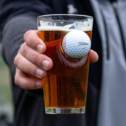 BenShot Pint Glass with Real Golf Ball, 16oz, Made in the USA