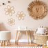 Maitys Set 3, Boho Wall Decor of Wood & Rattan Daisy Flower Wall Hanging Art, Boho Nursery Decor for Bedroom Living