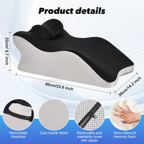 Aduken Reading Pillow for Bed, Adult Memory Foam Ergonomic Back Support Pillow for Sitting up, Prone Pillow Face Down