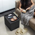 17 inches AmasSmile Storage Ottoman Folding Foot Rest Stool, Linen Footstool Bench, Short Ottoman Bench, Storage Foot