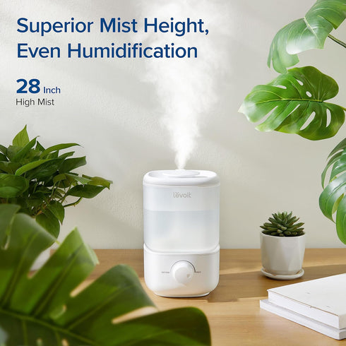LEVOIT Top Fill Humidifiers for Bedroom, 2.5L Tank, Quiet Cool Mist Air Humidifier for Home, Auto Shut-off