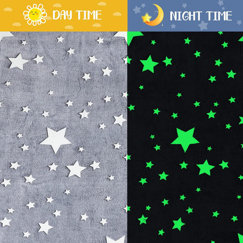 2 47 59 Inch Pcs Glow in the Dark Throw Blanket Christmas Birthday Gifts for Kids, Flannel Fleece Soft Warm Kid Throw
