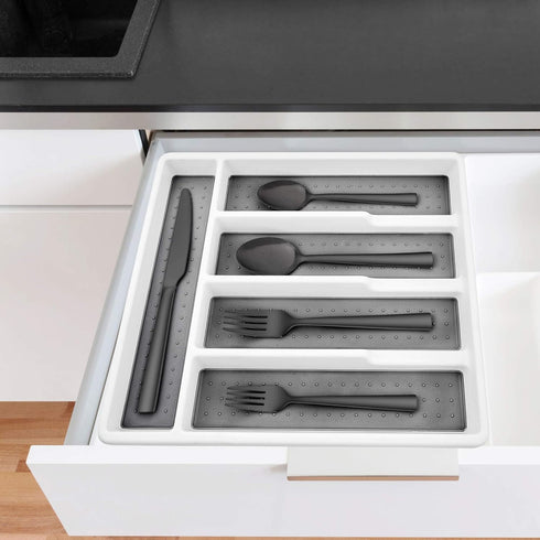 LIANYU 20-Piece Black Silverware Set with Tray - Stainless Steel Flatware Cutlery Set for 4 - Dishwasher Safe