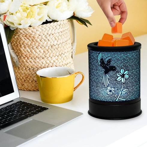 ASAWASA Electric Metal Wax Warmer, Wax Melt Candle Burner with 7 Colorful Changing Lights & 1 Silicone Dish for Home