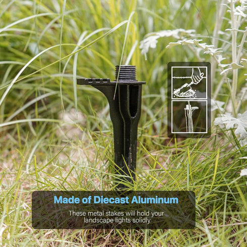 2PCS 3/4-14NPSM GOODSMANN Landscape Light Stakes Path Lights Replacement Stakes Metal Spikes for Outdoor Lighting Low