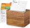 Recipe Card Box, Acacia Recipe Holder 4x6, Organizer with 50 Cards and 6 Dividers for Kitchen Countertop