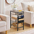 3-Tier BG412UBZ01 HOOBRO End Table with Charging Station, Small Side Table with Magazine Holder, Nightstand Bedside