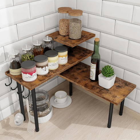 Homode Kitchen Countertop Organizer Corner Shelf, 3 Tier Space Saving for Kitchen Counter
