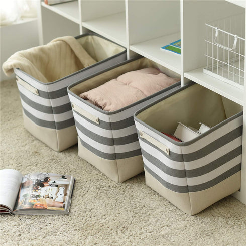 TheWarmHome Extra Large Cube Storage Bins, 3 Pack 16×12×12 inch, Sturdy Fabric Storage Basket with Handles for