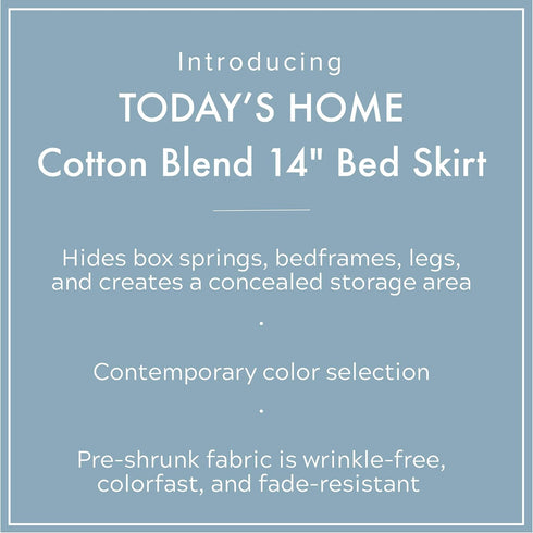 Today’s Home Classic Tailored Bed Skirt Dust Ruffle, Cotton Blend Design, Queen, 14" Drop Length, Ivory