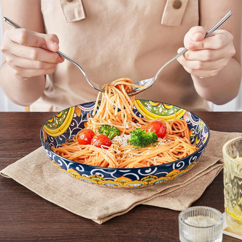 42 oz 4,Large vancasso Pasta Bowls, Ceramic Salad Bowls of Corlorful Serving Bowls for Kitchen, Dishwasher & Microwave