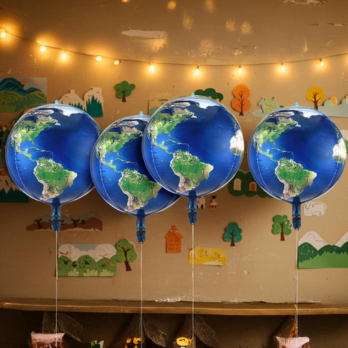 Gejoy 10 Pack 22 Inch Inflatable Earth Globe Balloons with 2 Rolls Ribbons for Bon Voyage Party Decor