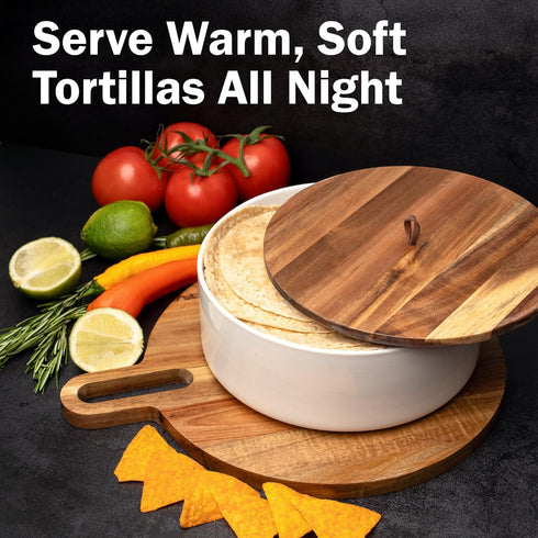 9 Inch, Tortillada - Tortilla Warmer Ceramic with Lid Bread Warmer, Pancake Warmer, Tortilla Holder with Lid
