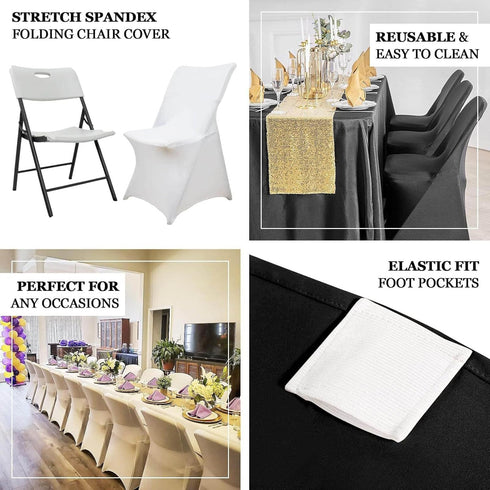 Premium White Spandex Chair Cover for Lifetime Folding Chairs