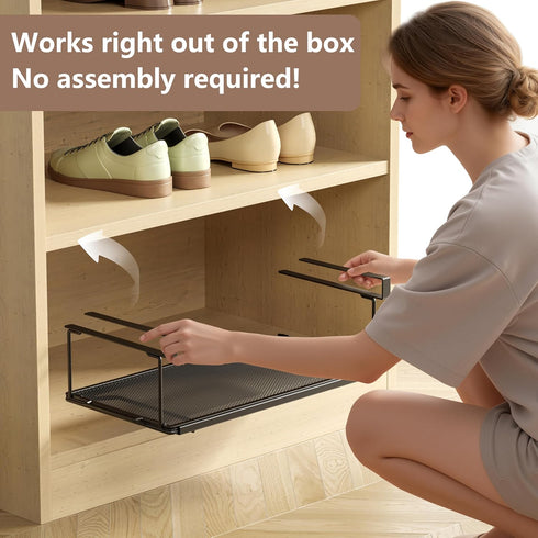 Sincereshe Closet(1-Pack) Expandable Under-Shelf Shoe Rack for - Adjustable Under Shelf Storage Organizer, No-Tool