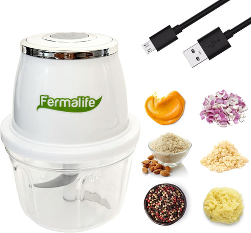 Electric Food Chopper Processor, 350ml Capacity, Stainless Steel Blade for Garlic, Veggies, Nuts, Portable
