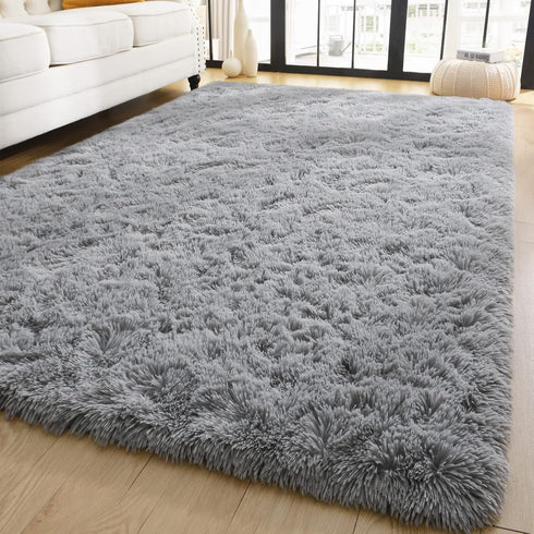 YJ.GWL Area Rugs for Bedroom - 2x3 Washable Small Grey Bedside Rug, Fluffy Shaggy Indoor Carpet