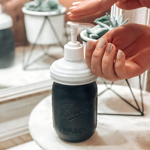 reCAP Mason Jar Pump Lid Soap and Condiment Dispenser | Regular Mouth | Natural | Made in The USA | Leak-proof