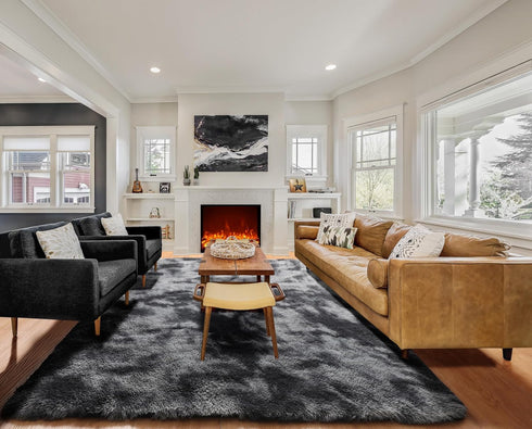5x8 ONASAR Rugs for Living Room Bedroom, Fluffy Tie-Dyed Dark Grey Bedside Area Rug, Soft Plush Shaggy Floor Carpet