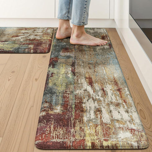 LEEVAN Kitchen Mats Cushioned Anti Fatigue Sets of 2,Non Slip Waterproof Kitchen