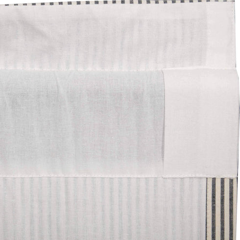 VHC Brands Hatteras Seersucker Ticking Striped Cotton Kitchen Curtains, Rod Pocket Valance 16x72, Denim Blue