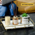 Makeup Organizer Vanity Tray, Stainless Steel Shelf for Bathroom Skincare Display Rack, Marble Print Ceramic Trays